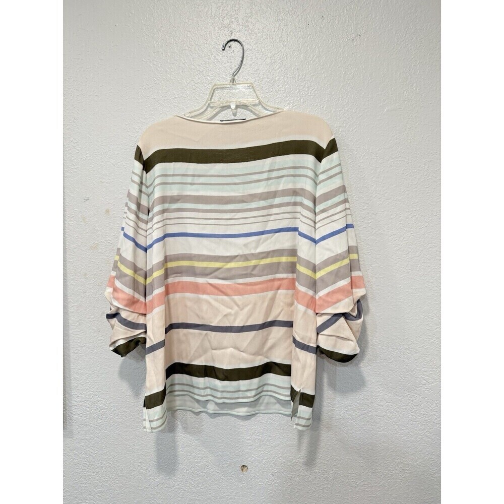 LAFAYETTE 148 NEW YORK Elisio Mesa Stripe Ruched-Sleeve Blouse Size Medium - Picture 2 of 6